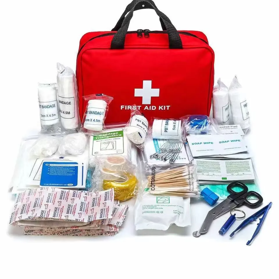 Total care bundle with therapy products, supports and first aid kit in a lined box